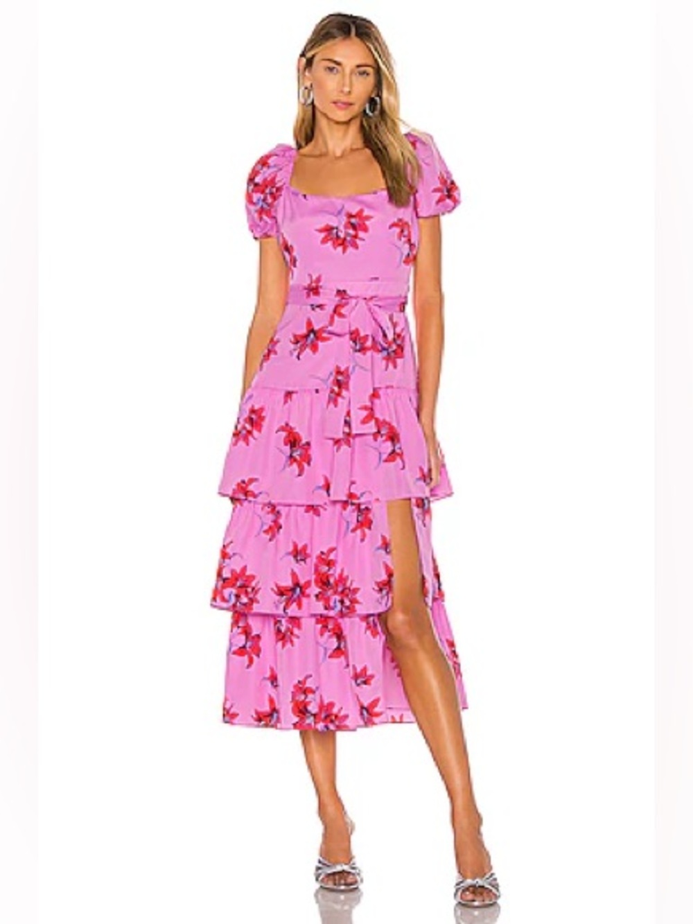 LIKELY Lottie Dress in Red & Pink Multi Floral Print